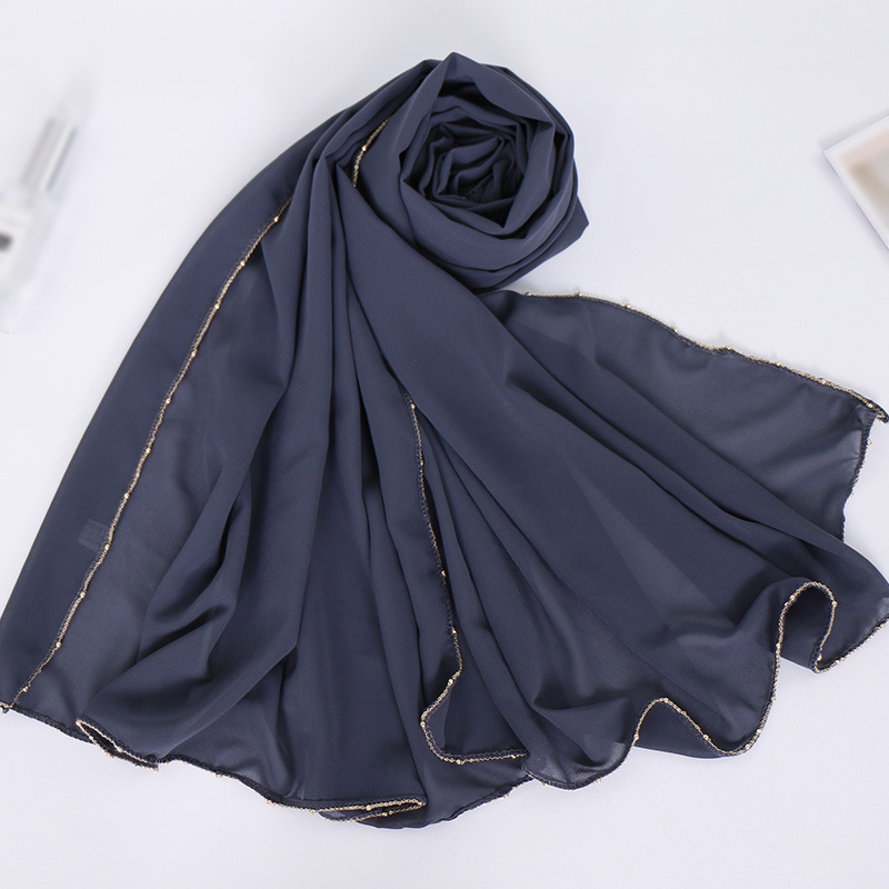 Pure Pearl Chiffon Chain Side Scarf