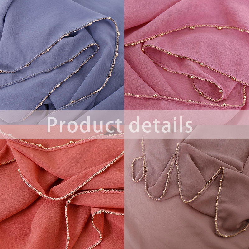 Pure Pearl Chiffon Chain Side Scarf