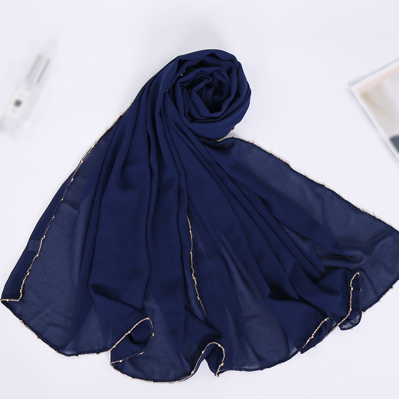 Pure Pearl Chiffon Chain Side Scarf