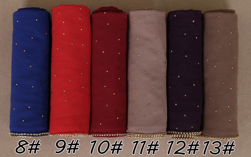 Hot Rhinestone Hijab Pearl Chiffon Turban