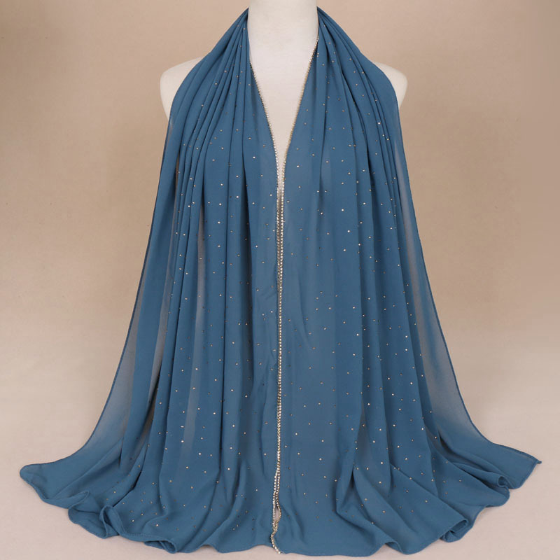 Hot Rhinestone Hijab Pearl Chiffon Turban