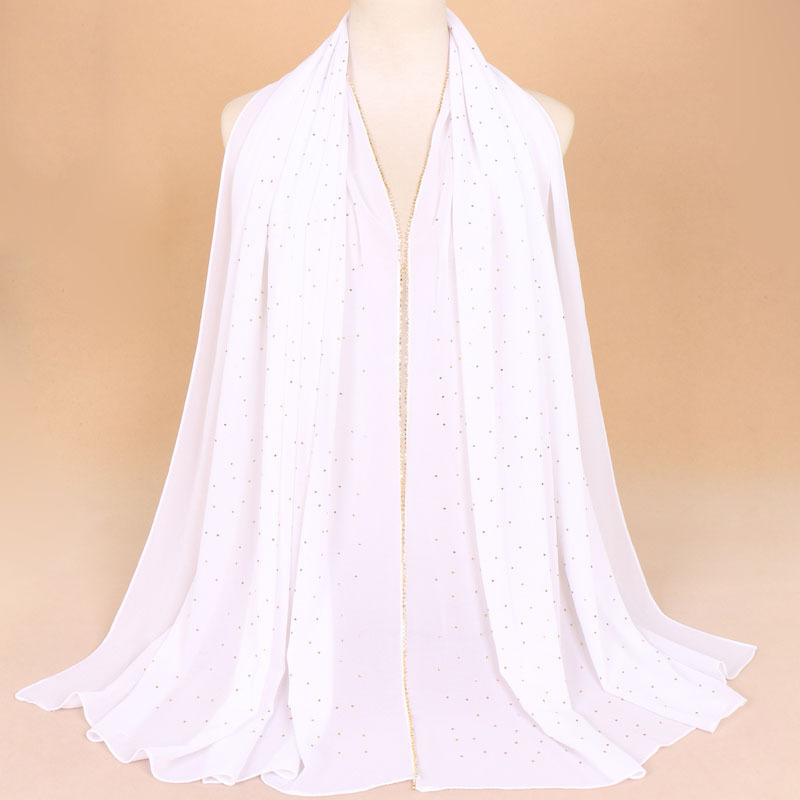Hot Rhinestone Hijab Pearl Chiffon Turban