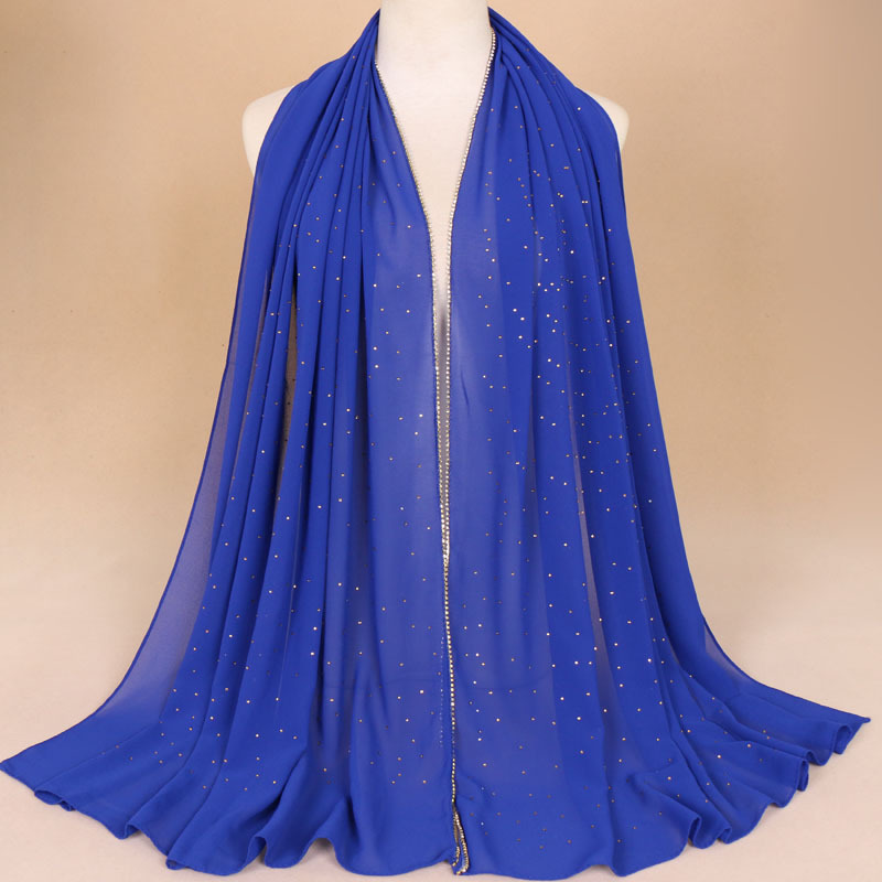 Hot Rhinestone Hijab Pearl Chiffon Turban