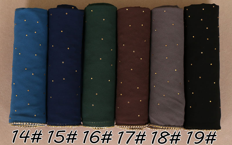 Hot Rhinestone Hijab Pearl Chiffon Turban
