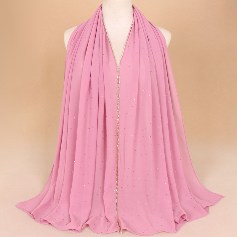 Hot Rhinestone Hijab Pearl Chiffon Turban