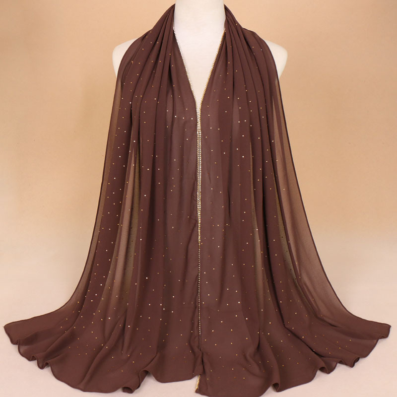 Hot Rhinestone Hijab Pearl Chiffon Turban