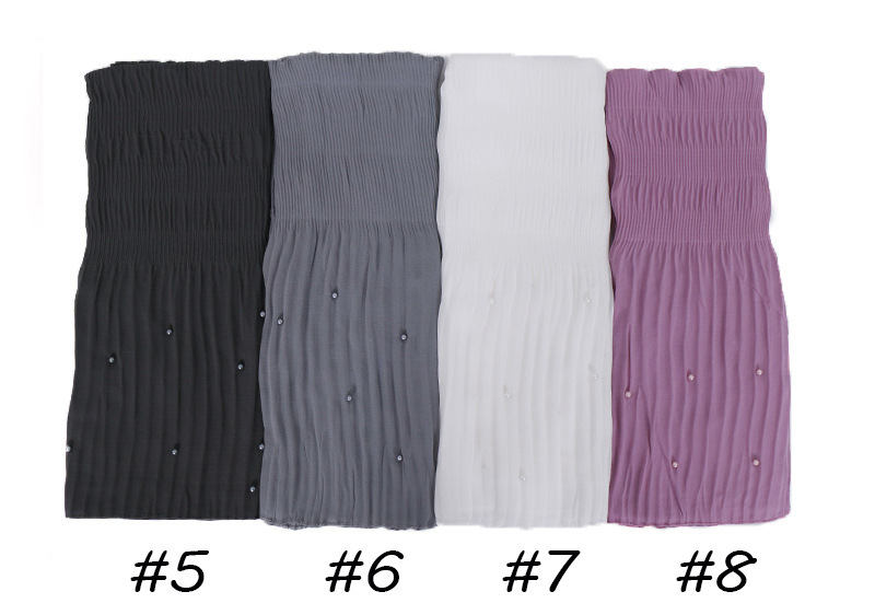 Beaded Chiffon Pleated Striped Scarf