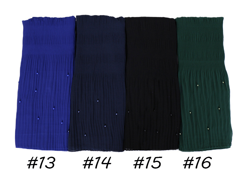 Beaded Chiffon Pleated Striped Scarf