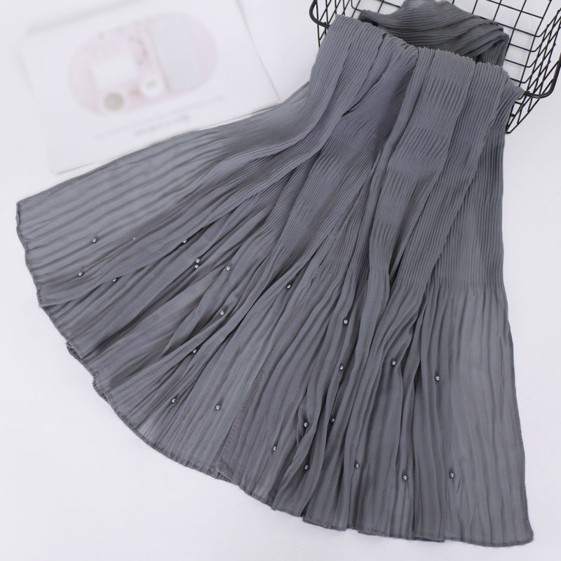 Beaded Chiffon Pleated Striped Scarf