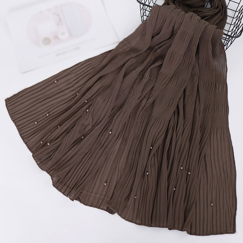 Beaded Chiffon Pleated Striped Scarf