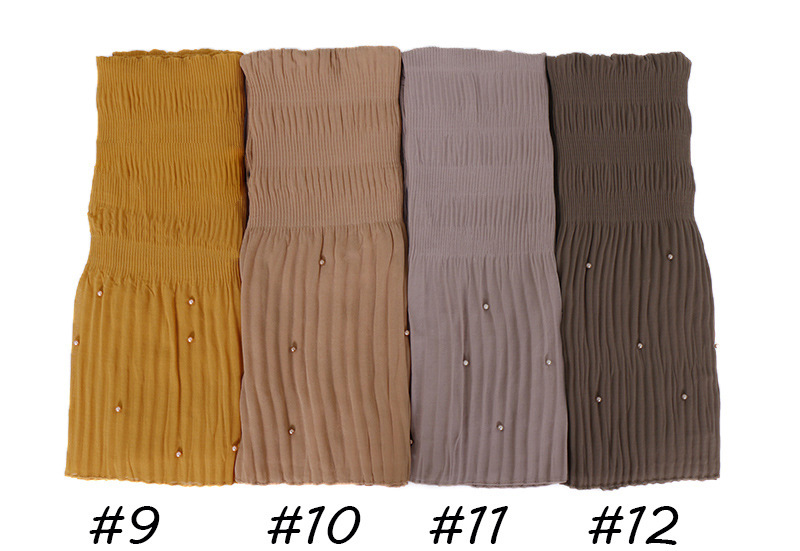 Beaded Chiffon Pleated Striped Scarf