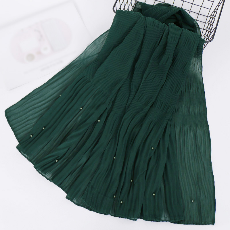 Beaded Chiffon Pleated Striped Scarf