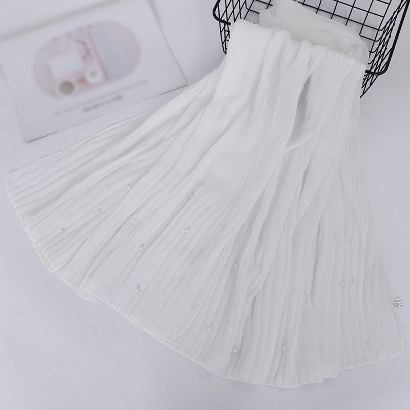 Beaded Chiffon Pleated Striped Scarf
