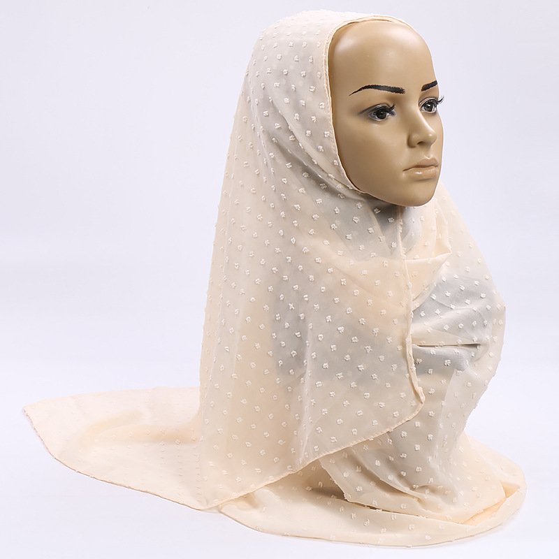 Monochrome hair ball pearl chiffon scarf