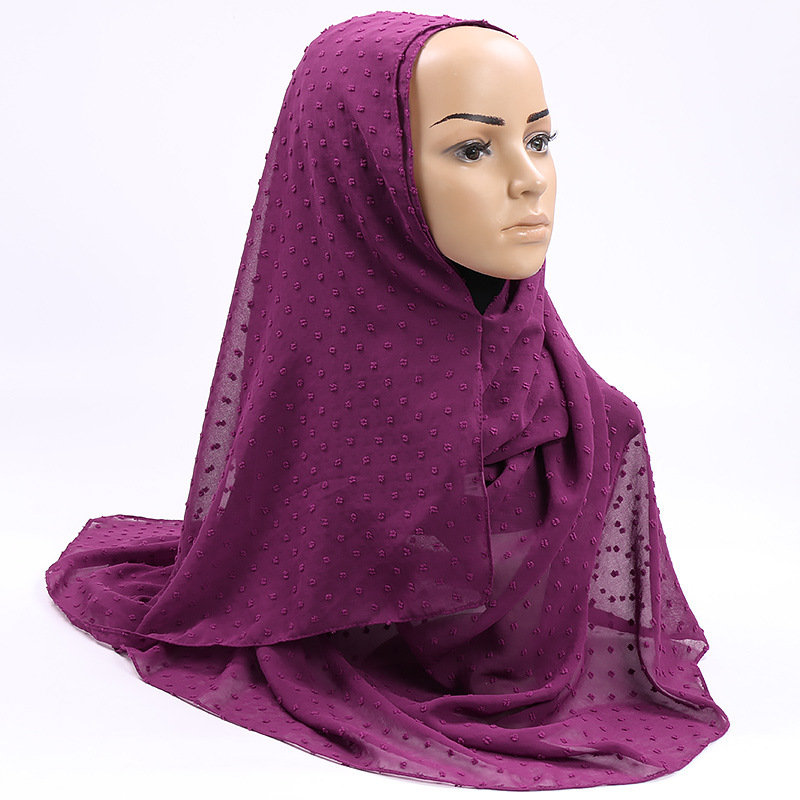 Monochrome hair ball pearl chiffon scarf