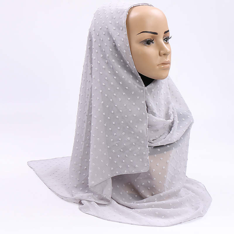 Monochrome hair ball pearl chiffon scarf