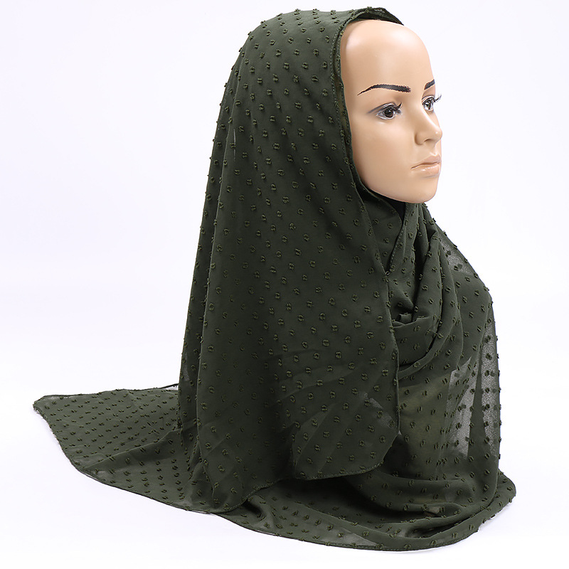 Monochrome hair ball pearl chiffon scarf