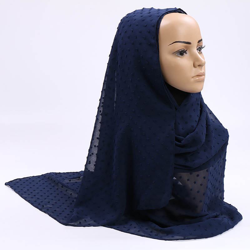 Monochrome hair ball pearl chiffon scarf