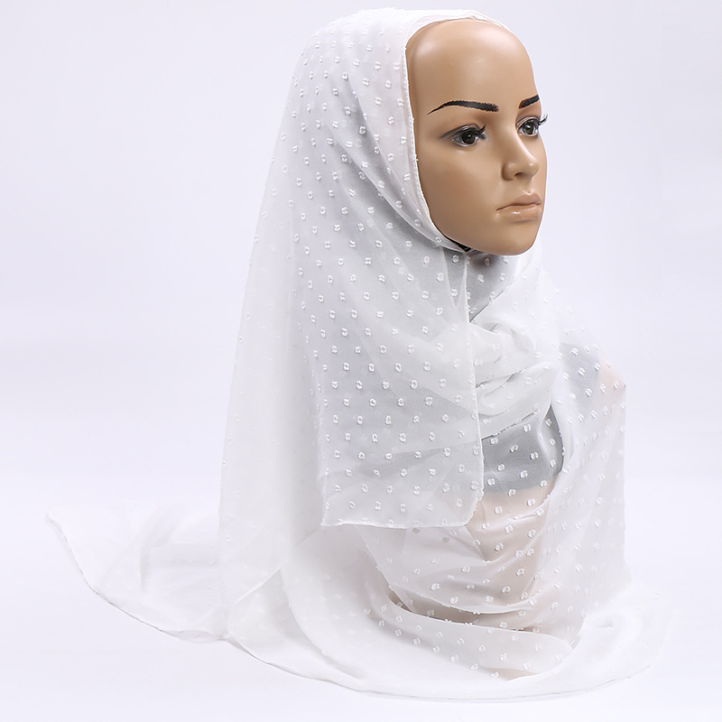 Monochrome hair ball pearl chiffon scarf