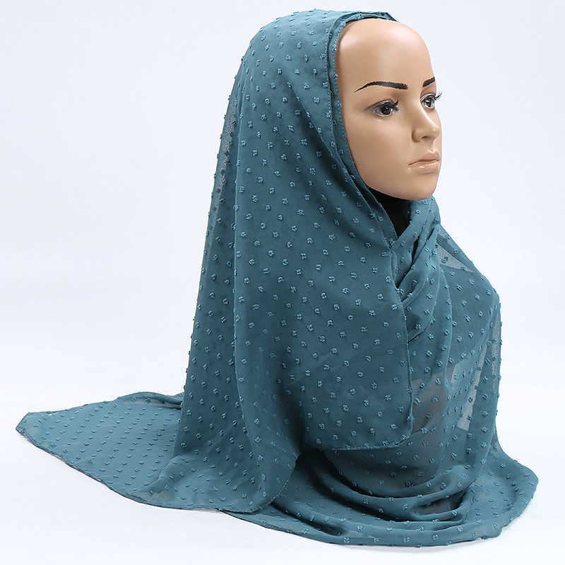 Monochrome hair ball pearl chiffon scarf