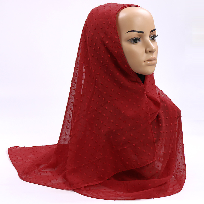 Monochrome hair ball pearl chiffon scarf