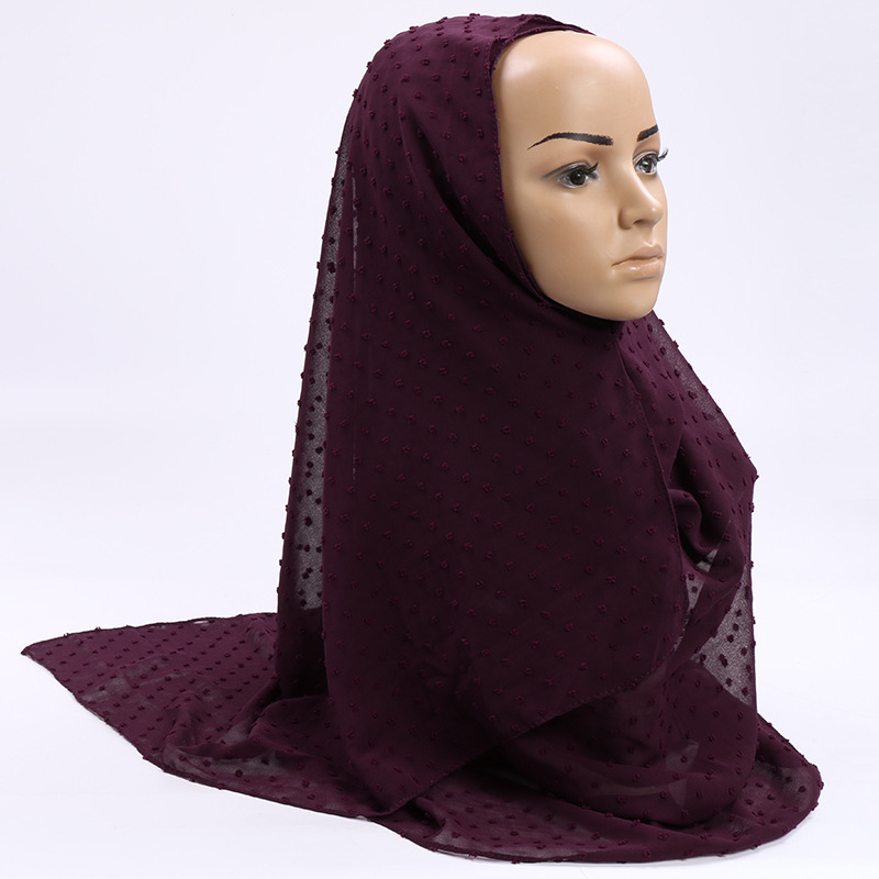 Monochrome hair ball pearl chiffon scarf