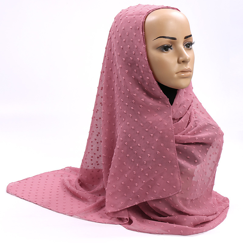 Monochrome hair ball pearl chiffon scarf