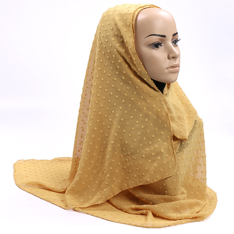 Monochrome hair ball pearl chiffon scarf