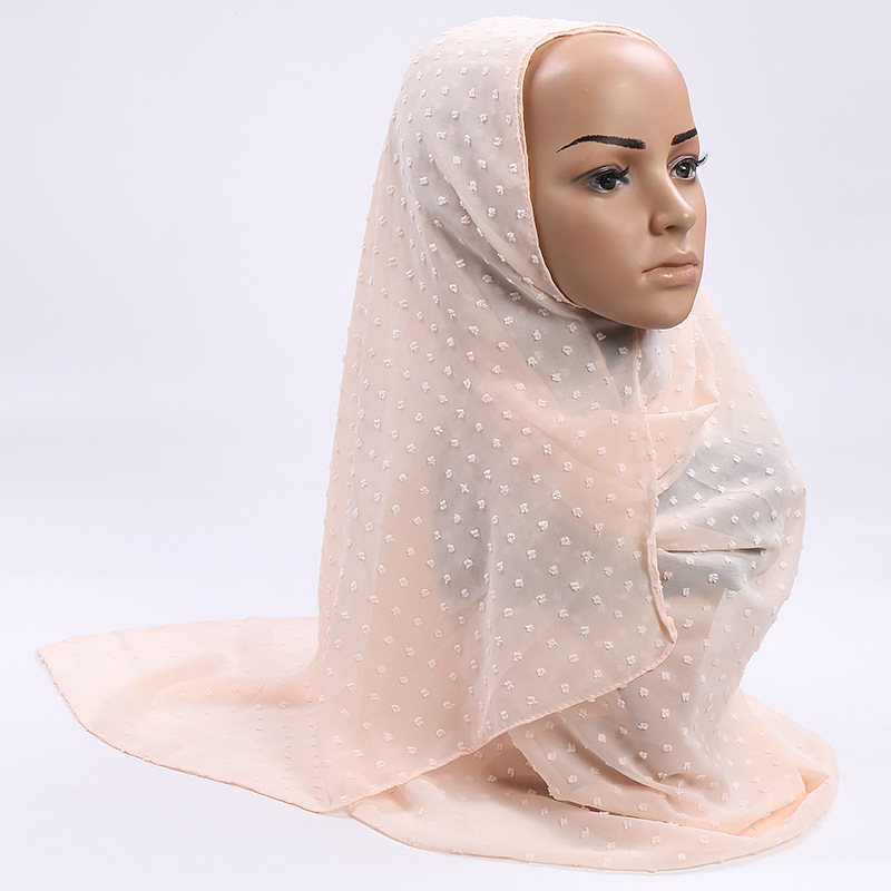 Monochrome hair ball pearl chiffon scarf