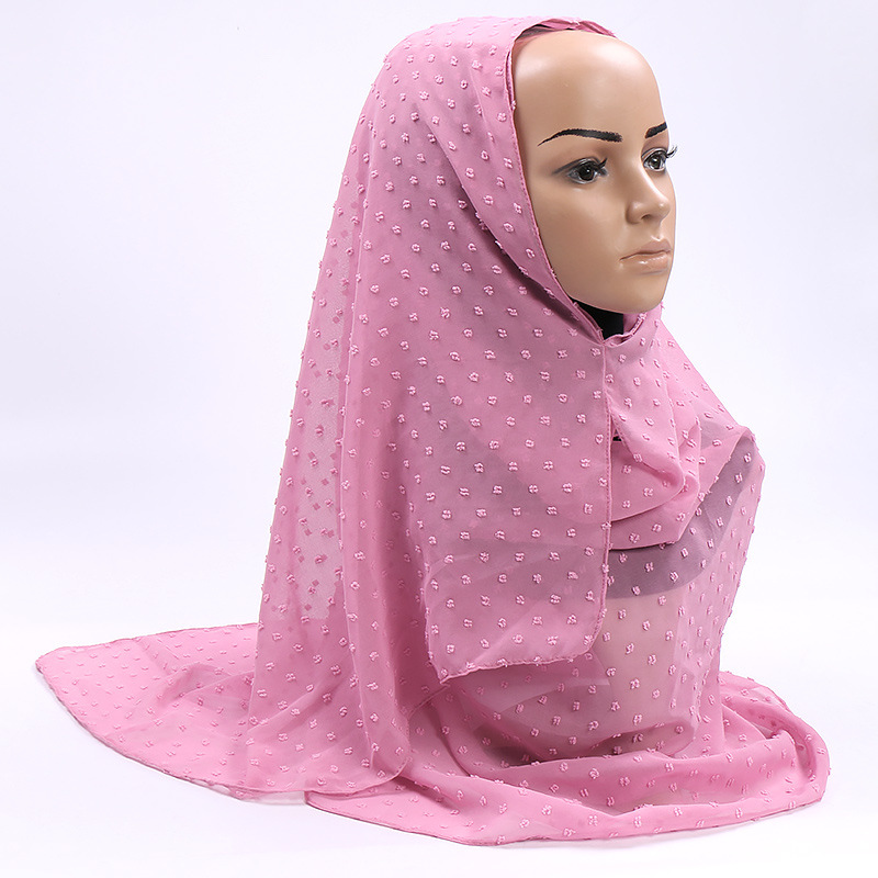 Monochrome hair ball pearl chiffon scarf