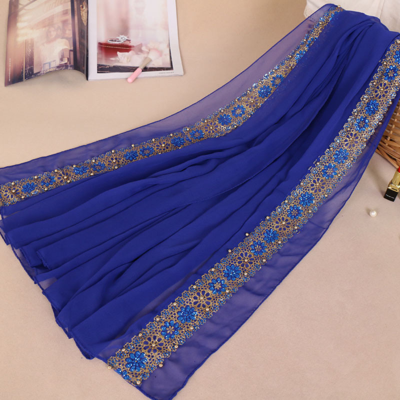 Muslim bronzing pearl chiffon headscarf