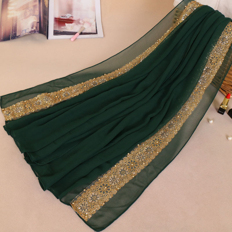 Muslim bronzing pearl chiffon headscarf