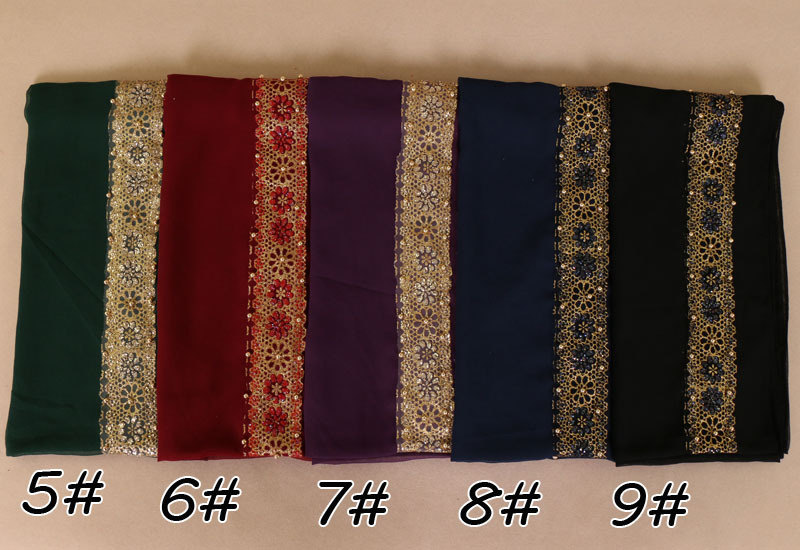 Muslim bronzing pearl chiffon headscarf