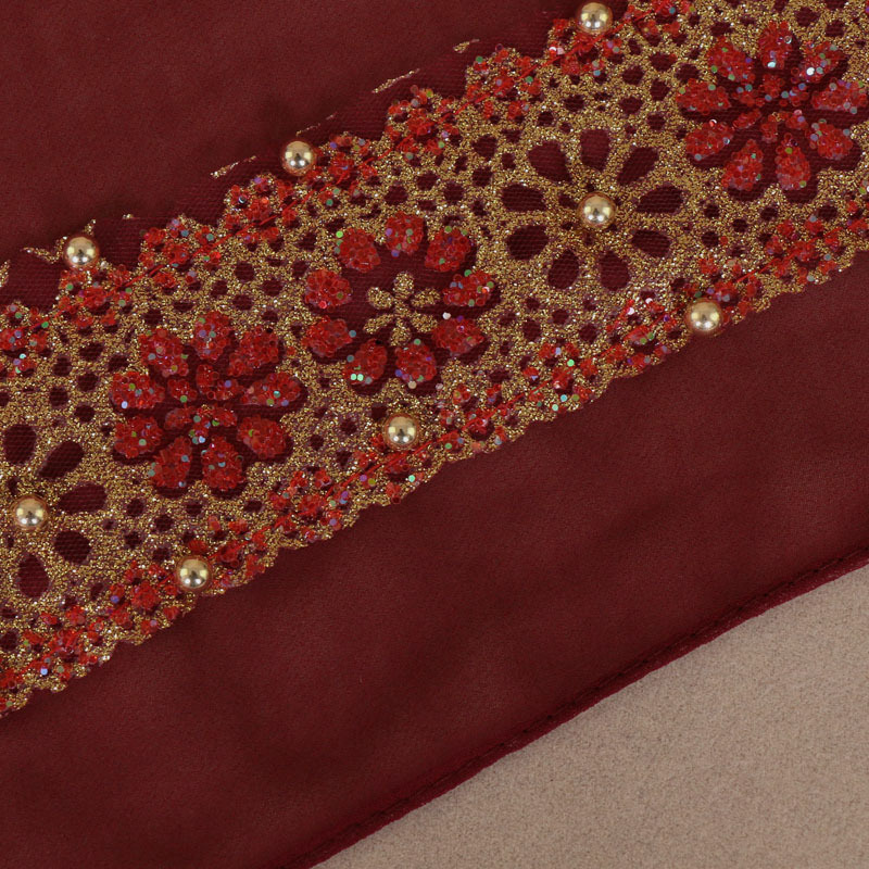 Muslim bronzing pearl chiffon headscarf