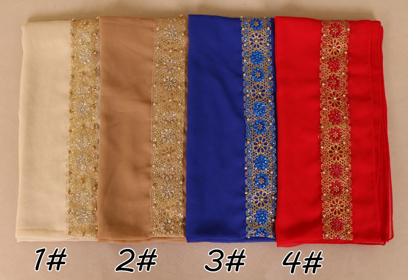 Muslim bronzing pearl chiffon headscarf