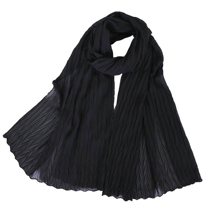 Ladies Pearl Chiffon Pleated Headscarf