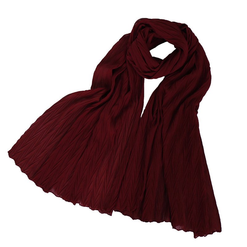 Ladies Pearl Chiffon Pleated Headscarf