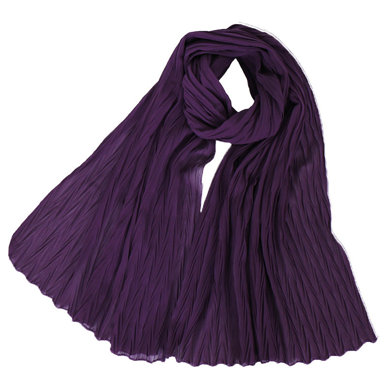 Ladies Pearl Chiffon Pleated Headscarf