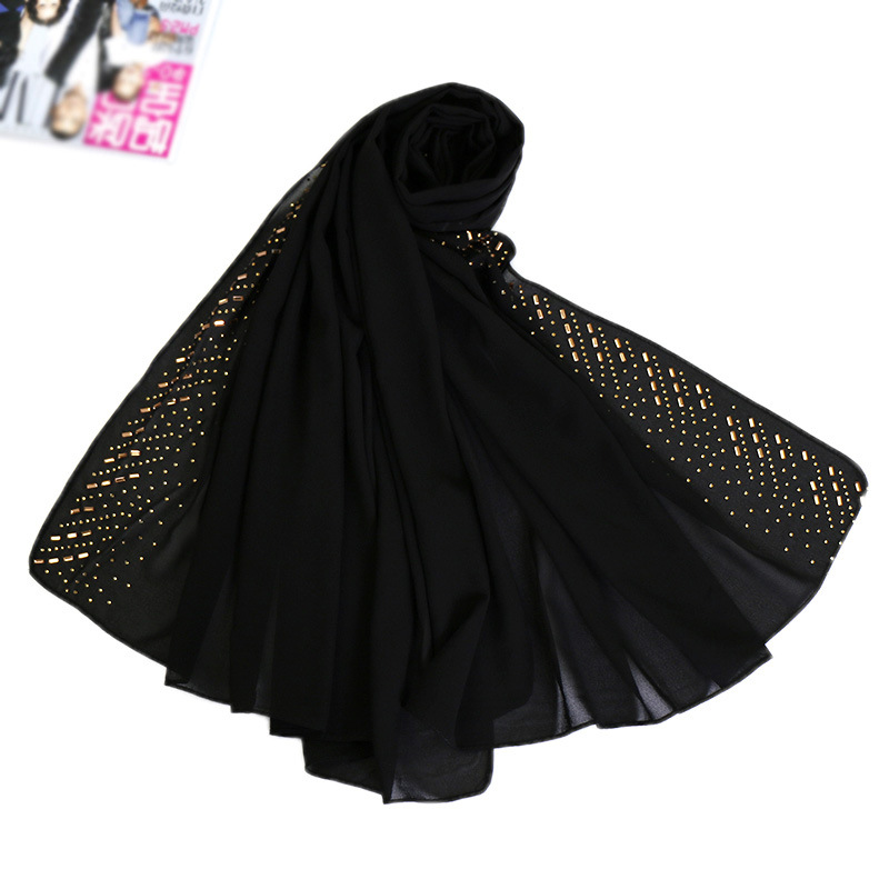 Rhinestone Pearl Chiffon Women's Turban