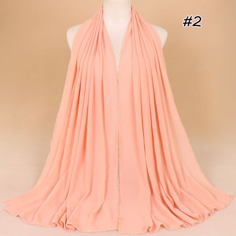 Pearl chiffon scarf with tooth edge
