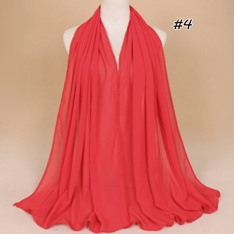 Pearl chiffon scarf with tooth edge