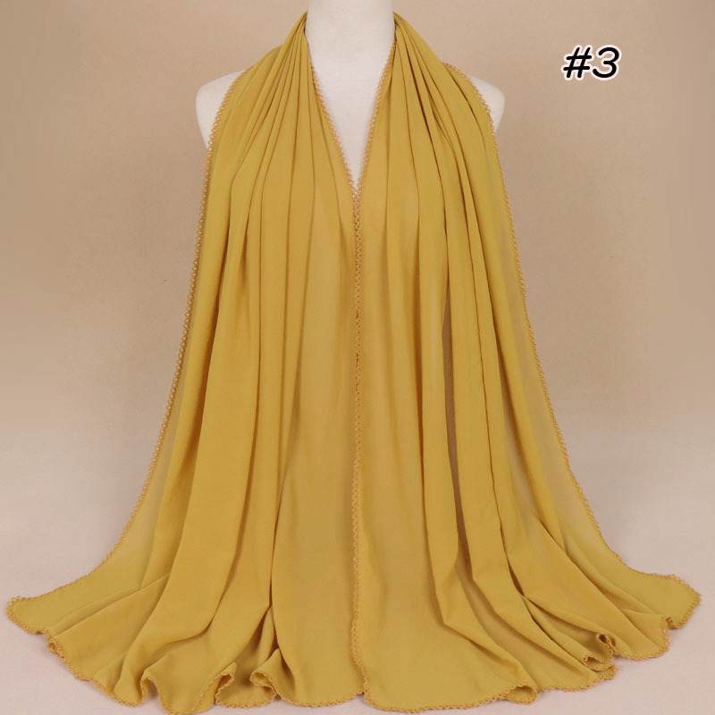 Pearl chiffon scarf with tooth edge