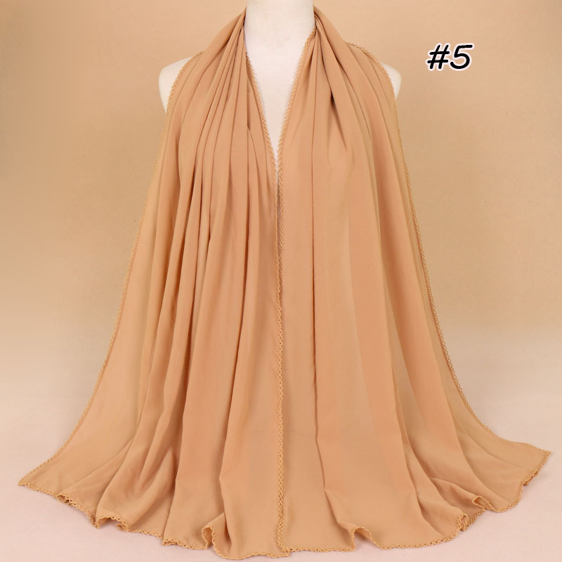 Pearl chiffon scarf with tooth edge