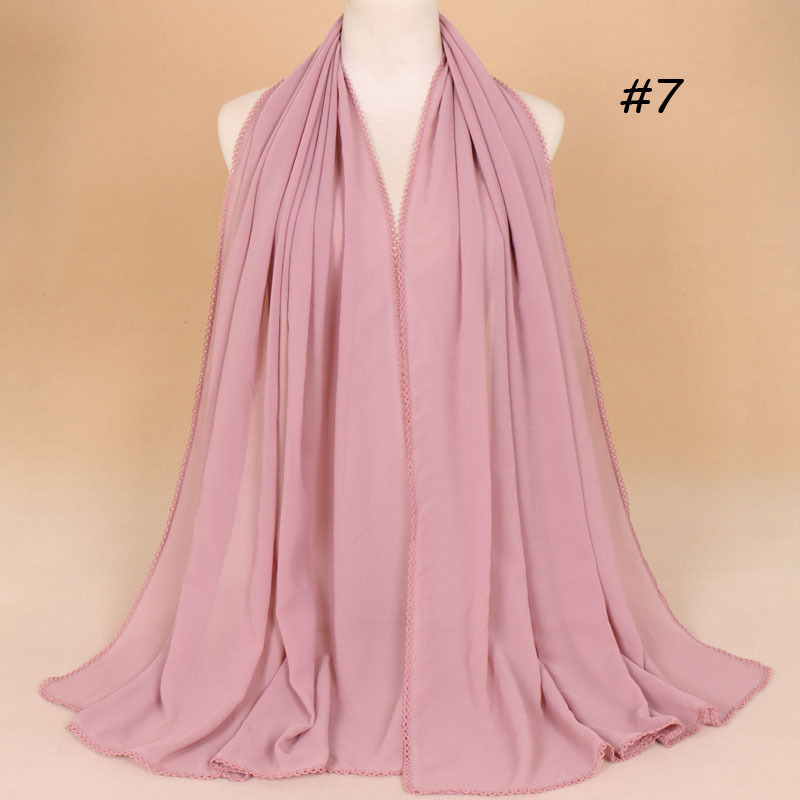 Pearl chiffon scarf with tooth edge