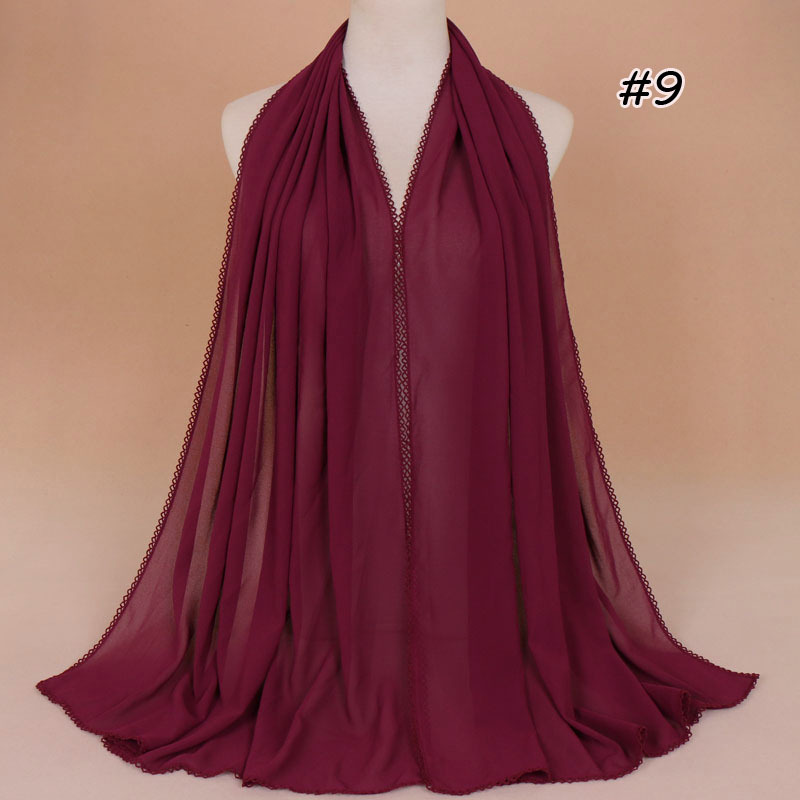 Pearl chiffon scarf with tooth edge