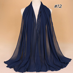 Pearl chiffon scarf with tooth edge