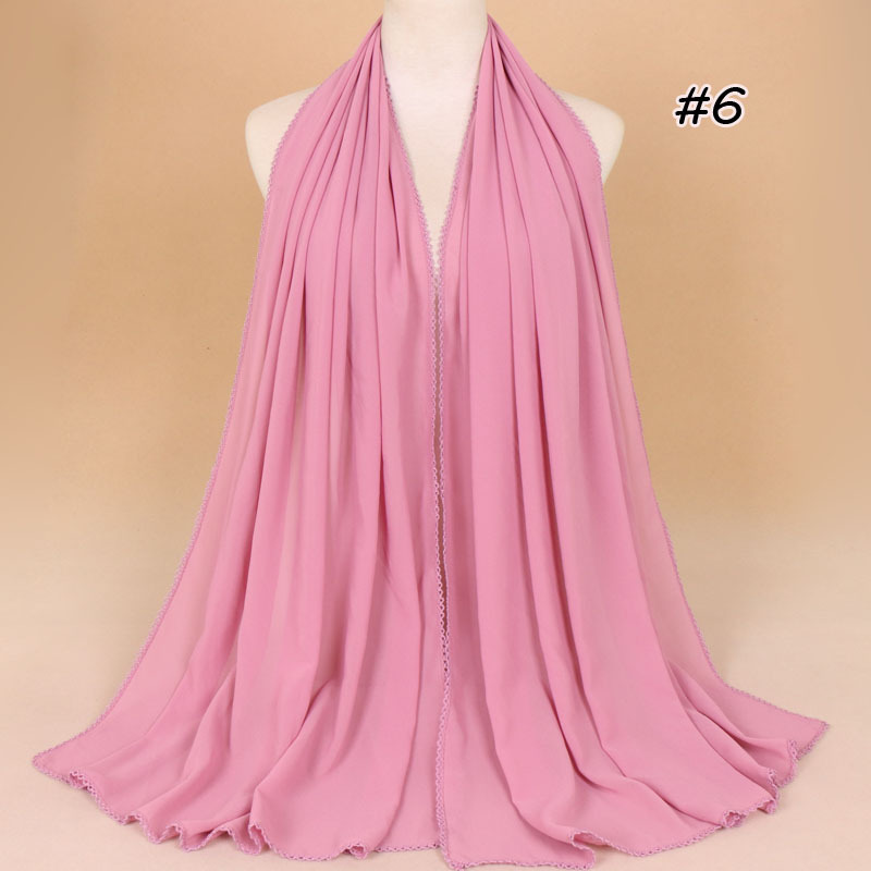 Pearl chiffon scarf with tooth edge