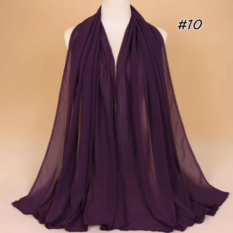 Pearl chiffon scarf with tooth edge