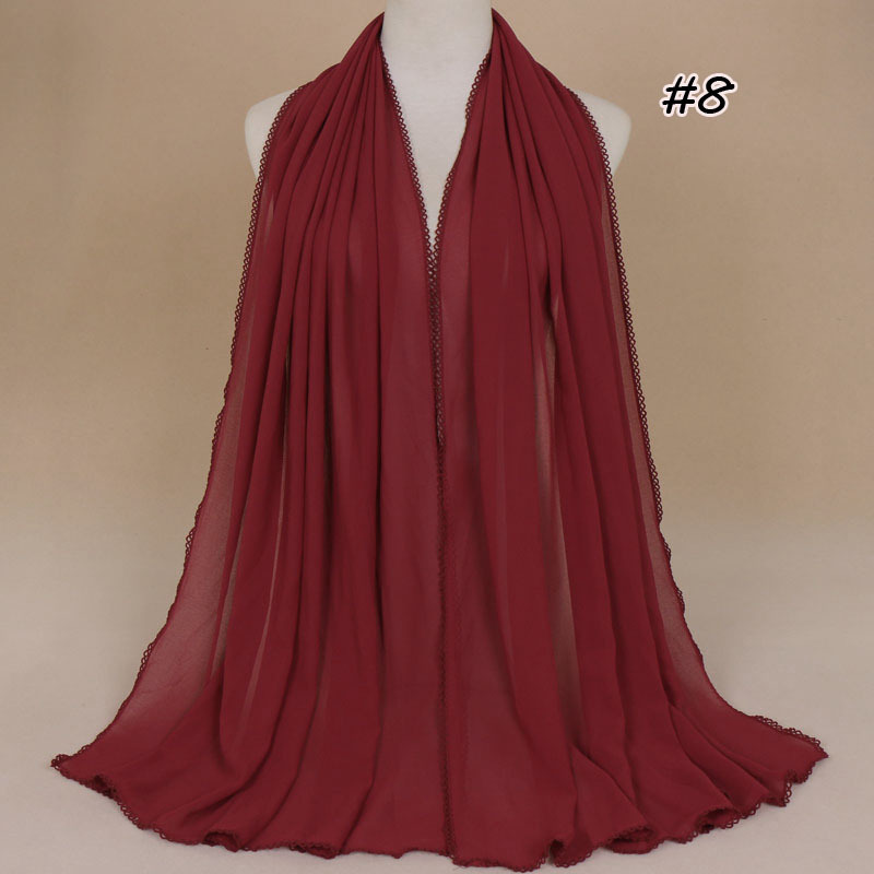 Pearl chiffon scarf with tooth edge