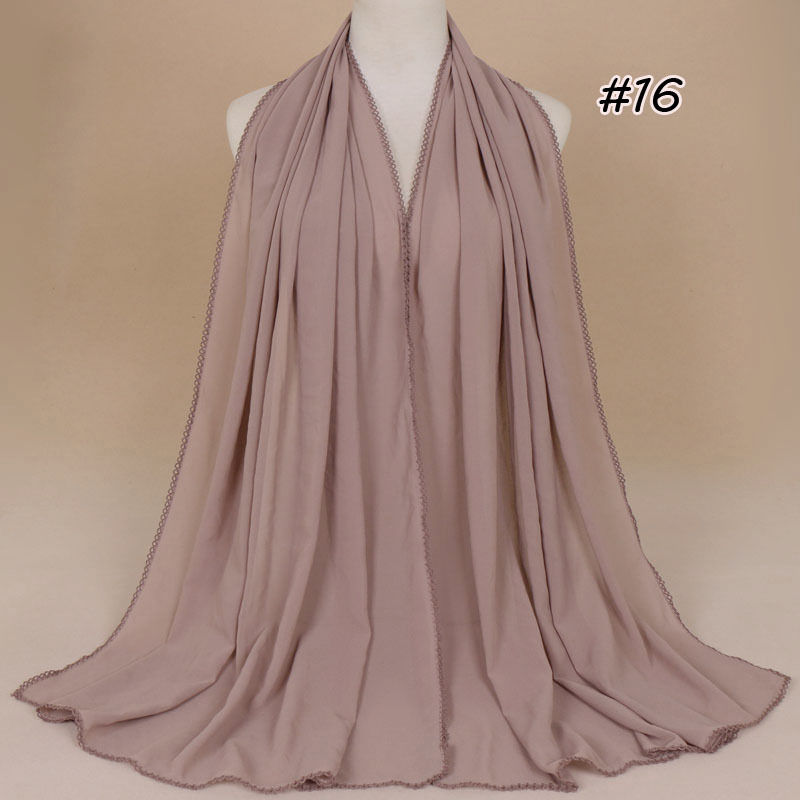 Pearl chiffon scarf with tooth edge
